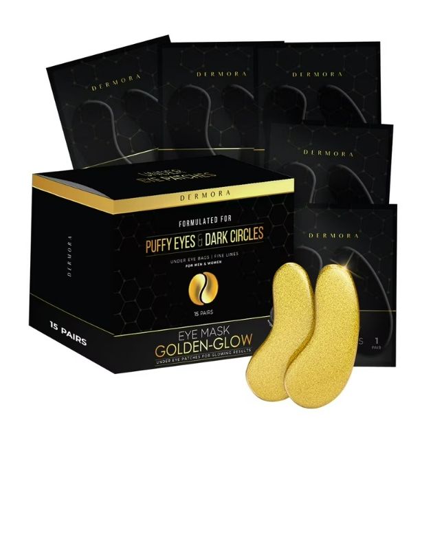 Photo 1 of DERMORA Golden Glow Under Eye Patches | Rejuvenating Treatment | Dark Circles, Puffy Eyes, Refreshing, Revitalizing, Travel, Wrinkles | 50 Pairs Eye Gels