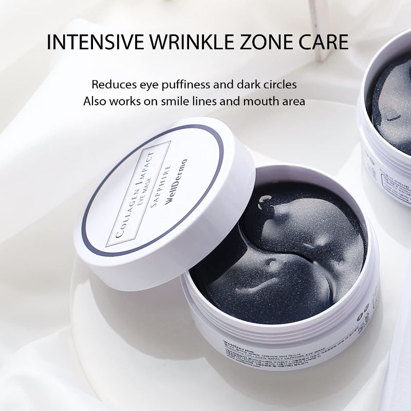 Photo 1 of WELLDERMA Collagen Impact Sapphire Eye Mask 60 Sheets - NOURISHing ENRICHed Moisturizing Hydrogel Eye Patches Wrinkles Collagen, Under Eye for Dark Circles, Dry and Dull Skin