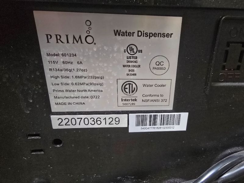 Photo 1 of Primo® Water Deluxe Self Sanitizing Water Dispenser Bottom Loading, Hot/Cold, Stainless