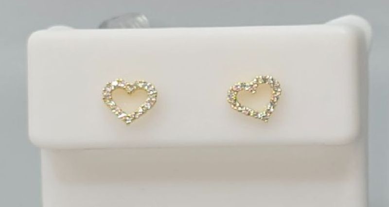 Photo 1 of Gold Plated Diamond Heart Earrings  