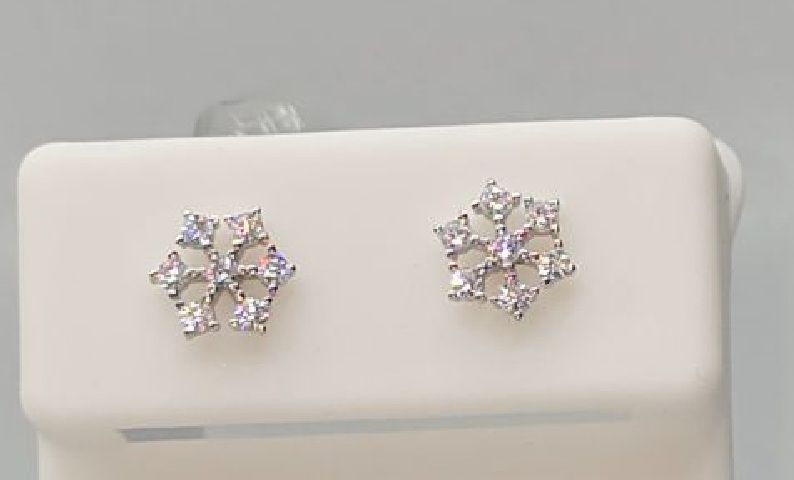 Photo 1 of Silver Plated Diamond Snowflake Earrings 