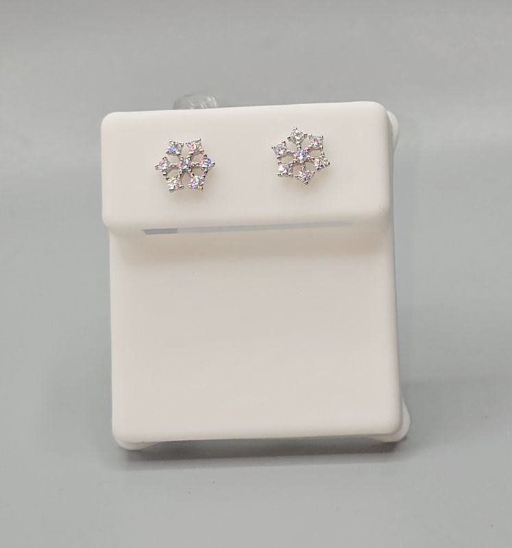 Photo 1 of Silver Plated Diamond Snowflake Earrings 