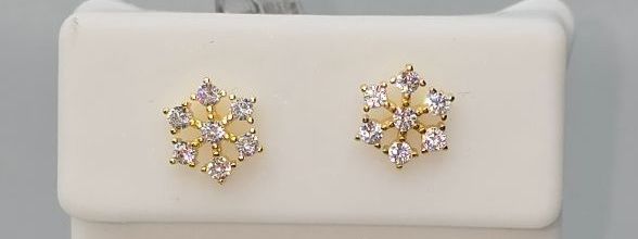 Photo 1 of Snowflake Gold Plated Diamond Earrings 