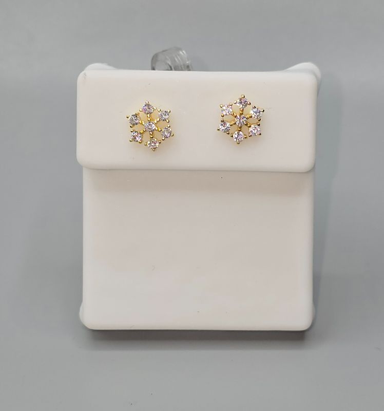 Photo 1 of Snowflake Gold Plated Diamond Earrings 