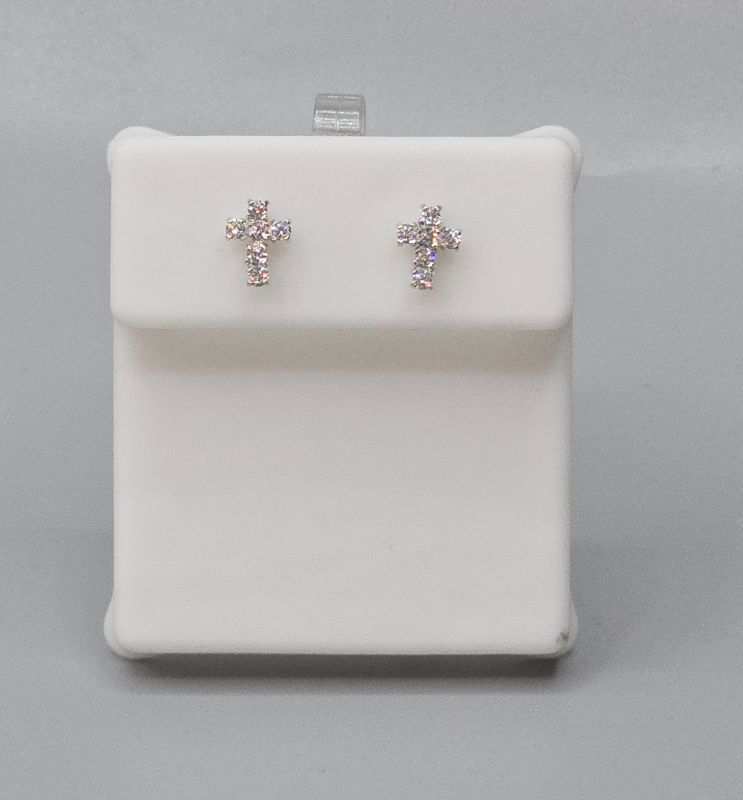 Photo 1 of Silver Plated Diamond Cross Earrings