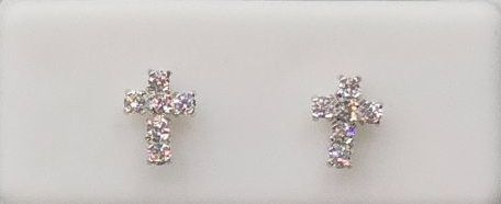 Photo 1 of Silver Plated Diamond Cross Earrings