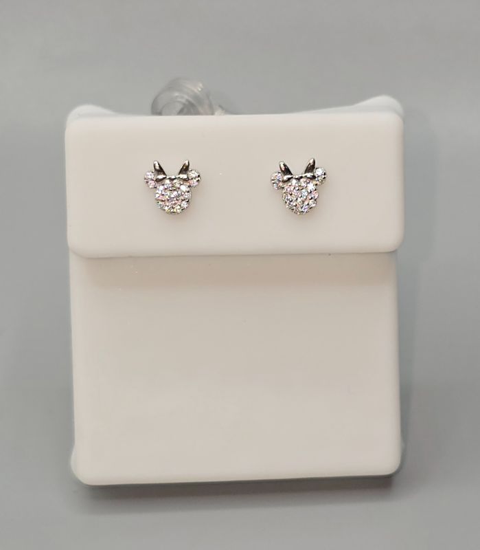 Photo 1 of Silver Plated Diamond Minnie Mouse Earrings 