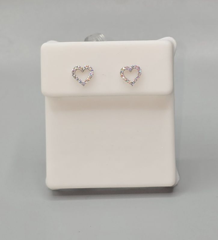 Photo 1 of Silver Plated Diamond Heart Earrings 