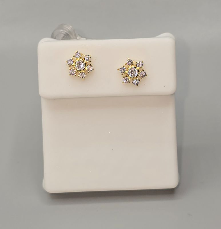Photo 1 of Snowflake Diamond Gold Plated Earrings 