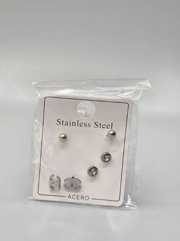 Photo 1 of 3 Set Chanel Earrings Stainless Steel Acero