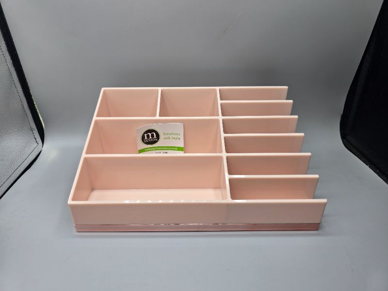 Photo 1 of MDesign Plastic Cosmetic Organizer Palette Storage Center with 10 Sections for Bathroom Vanity Countertop - Hold Makeup Brushes Lipstick Lip Gloss