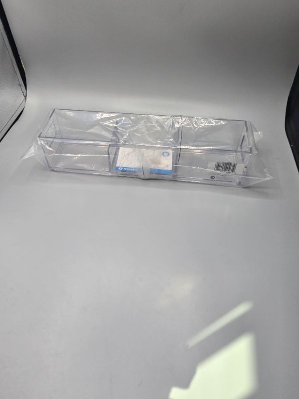Photo 1 of IDesign's Divided Clear Stackable Organizer Includes 3 Compartments, Giving You a Clear View of All You Need to Store in Minimal Space. Great for