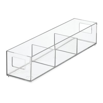 Photo 1 of IDesign's Divided Clear Stackable Organizer Includes 3 Compartments, Giving You a Clear View of All You Need to Store in Minimal Space. Great for