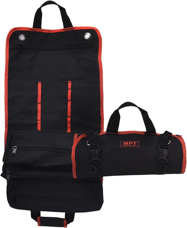 Photo 1 of Mpt  Tool Bag, Tool Organizer with 11 Toll Pouches Motorcycle Electricians Tool Bag Wrench Roll Up Pouch, Without Tools
