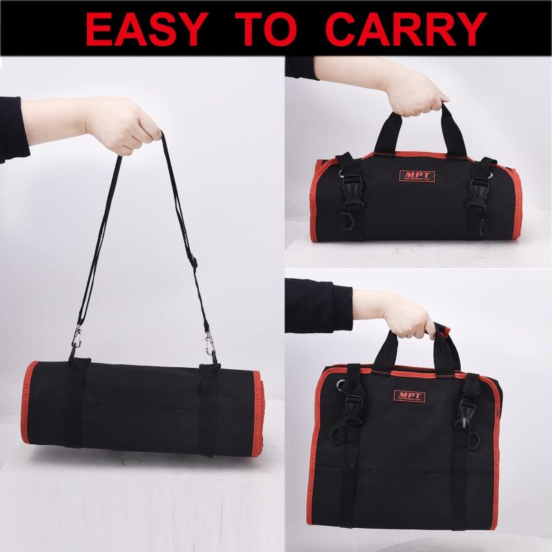 Photo 1 of Mpt  Tool Bag, Tool Organizer with 11 Toll Pouches Motorcycle Electricians Tool Bag Wrench Roll Up Pouch, Without Tools