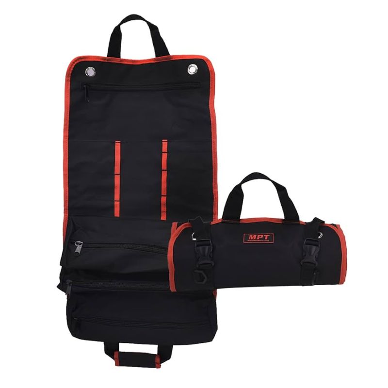 Photo 1 of Tool Bag, MPT Tool Organizer with 11 Toll Pouches Motorcycle Electricians Tool Bag Wrench Roll Up Pouch, Without Tools