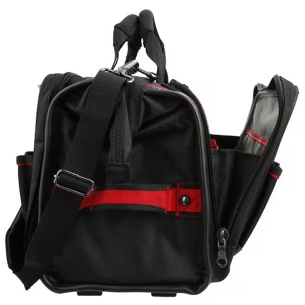 Photo 1 of Husky 18 in. Tech Tool Bag - Dimensions: 11 in. x 18 in. x 13 in. -Water-resistant 1680 denier material to withstand tough condition -
Five heavy-duty feet protect the base