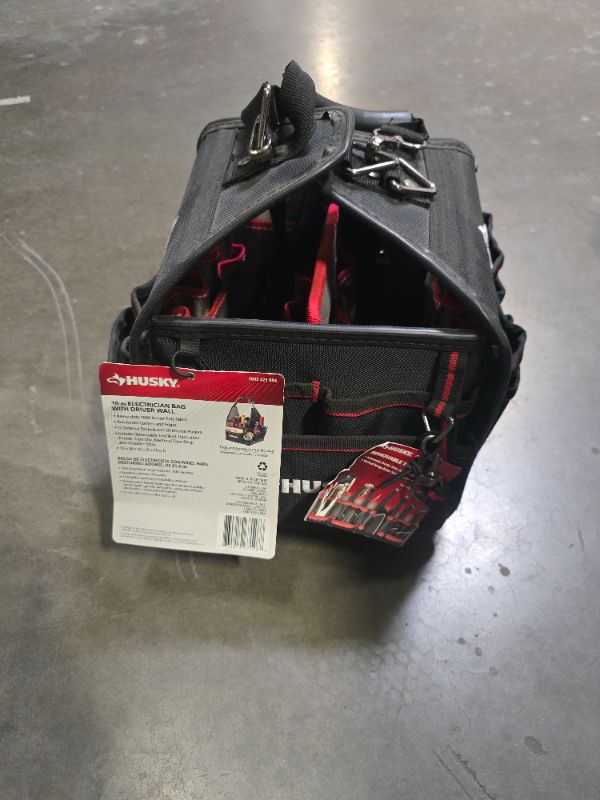 Photo 1 of Husky Pro Professional 10 in. Electrician Tool Bag with Removable Tool Wall Husky Pro