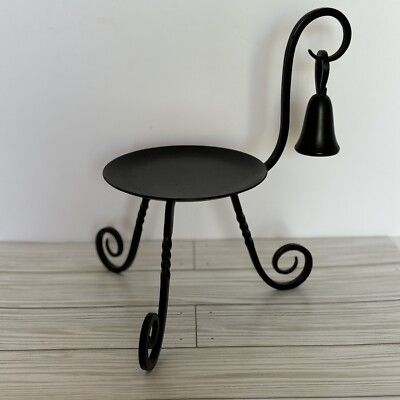 Photo 1 of Party Lite Black Iron Candle Stand With Snuffer