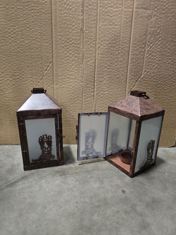 Photo 1 of 2 Set Western Tea Light Holders 10.5cm X 10.5cm X 20.3cm 