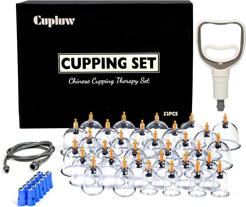 Photo 1 of Cupping Kit for Massage Therapy - 32 Cups Professional Chinese Cupping Set with Magnetics, Vacuum Cupping Therapy Set for Cellulite Reduction Muscle Pain Relief with Manual Pump