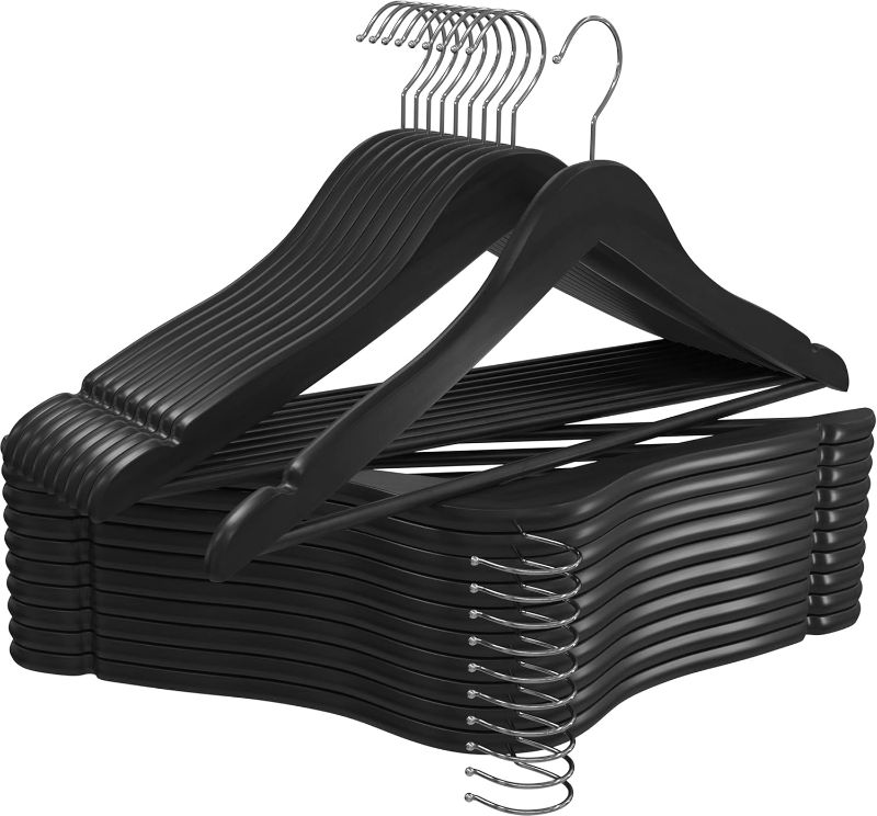 Photo 1 of Utopia Home Premium Wooden Hangers 20 Pack - Durable & Slim Coat Hanger - Suit Hanger with 360-Degree Rotatable Hook - Wood Hangers with Shoulder Grooves (Black Color)