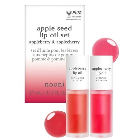 Photo 1 of NOONI Appleseed Lip Oil Set - Appleberry & Applecherry | with Apple Seed Oil Lip Oil Duo Lip Stain Long-Lasting Plumping Gift Gift Sets for Cha