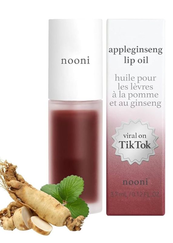 Photo 1 of NOONI Korean Lip Oil - Appleginseng | Lip Stain, Gift, Long-Lasting, Moisturizing, Plumping, Revitalizing for Dry Lips, Waterproof, No Peel Off, Korean Lip Tint 0.12 Fl Oz
