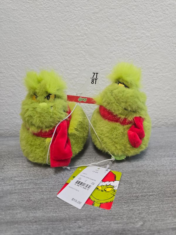 Photo 1 of The Grinch Toddler Holiday 3D Plush Slippers - Green 7T-8T