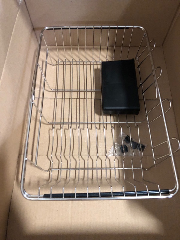 Photo 1 of iPEGTOP Expandable Multifunctional Dish Drying Rack, Over The Sink, in Sink Or On Counter Dish Drainer Basket Shelf with Black Utensil Silverware Holder, Rustproof Stainless Organizer