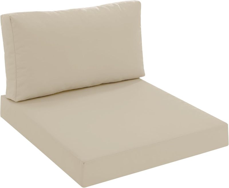 Photo 1 of Patio Furniture Cushions Replacement, Outdoor Deep Seat Couch Cushion and Backrest Pillow with Waterproof Removable Cover for Sectional Sofa Set, 25.6 x 25.6 Inch,