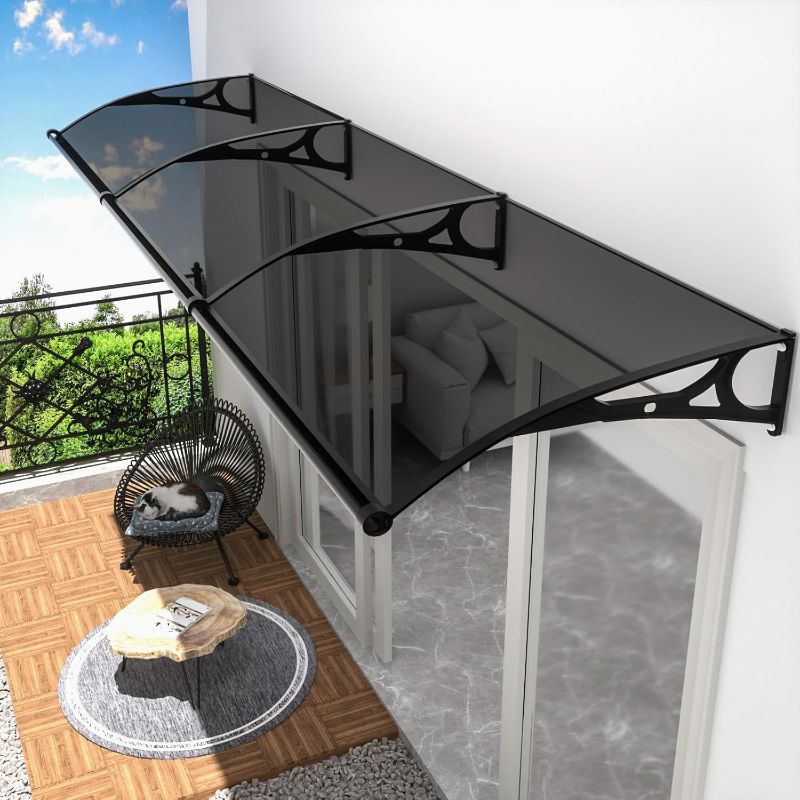 Photo 1 of Awning for Door Entrance,Window Door Awnings Exterior,Window Awnings Exterior with Polycarbonate Board Aluminum Bracket for Porch Patio Deck,Protect Against Light, Rain and Snow