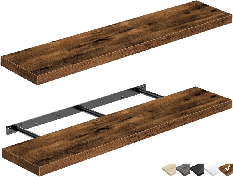Photo 1 of QEEIG Bathroom Shelves 40 inches Long Floating Shelf for Wall 40 x 9 inch Set of 2, Rustic Brown (008-100BN)