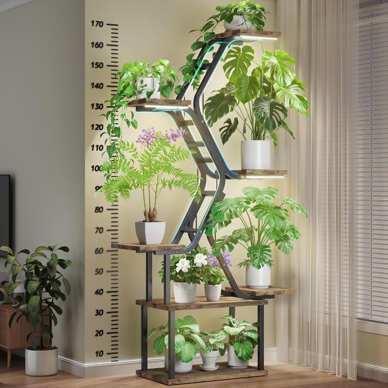 Photo 1 of Plant Stand with Grow Lights?65" Tall Plant Shelf Indoor for Multiple Large Plants - 7 Tiered Metal Plant Rack