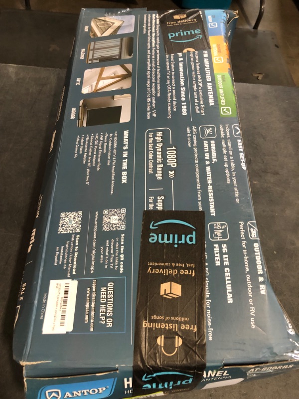 Photo 1 of ANTOP HDTV  FM Amplified Antenna 85 Miles AT-800SBS with Dual Outputs Smart Boost System, Support TV and Second Device-FM Stereo, a Second TV or Any OTA-Ready Streaming Device or Projector