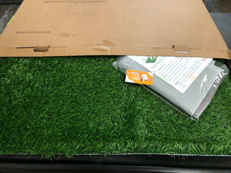 Photo 1 of Dog  Large Potty Patch, Dog Litter Boxes Artificial Grass Bathroom Turf for Pet Training, Washable Puppy Pee Pad, Perfect Indoor/Outdoor Portable Potty Pet Loo (Tray system-35"X22.6")