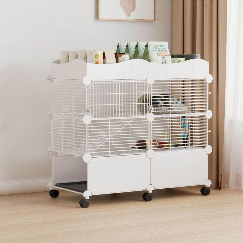 Photo 1 of Small Guinea Pig Cages Indoor, C&C Chinchilla Rat Cage Rabbit House on Wheels with Tray