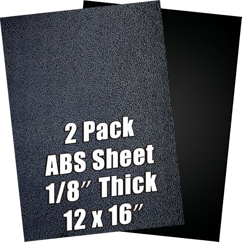 Photo 1 of ABS Plastic Sheet 1/8 Inch Thick 12" x 16" (2-Pack) Black Rigid Moldable Panel with Different Surfaces (Textured Front & Smooth Back) for Structural Parts, Project Enclosures, and DIY Home Decor, etc.