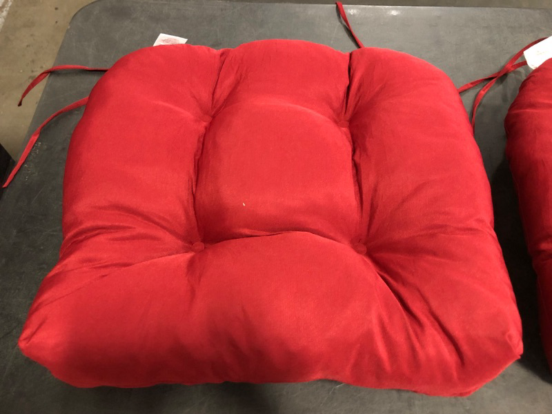 Photo 1 of Waterproof Patio Chair Cushions Set of 2 Burgundy Outdoor Rocking Chair Cushion Weather and Fade Resistant Non-Slip Dining Chair Pads for Garden Furniture