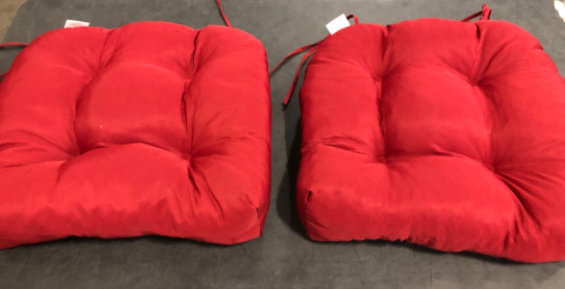 Photo 1 of Waterproof Patio Chair Cushions Set of 2 Burgundy Outdoor Rocking Chair Cushion Weather and Fade Resistant Non-Slip Dining Chair Pads for Garden Furniture
