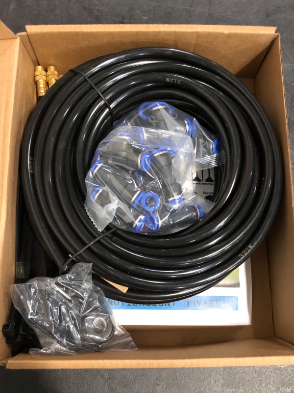 Photo 1 of 360° Adjustable Drip Irrigation System - 50FT Garden Watering System with 16 Nozzles, Garden Irrigation System, Greenhouse Accessories, Atomizing System for Yard, Lawn, Plants, 5/16 inch Hose