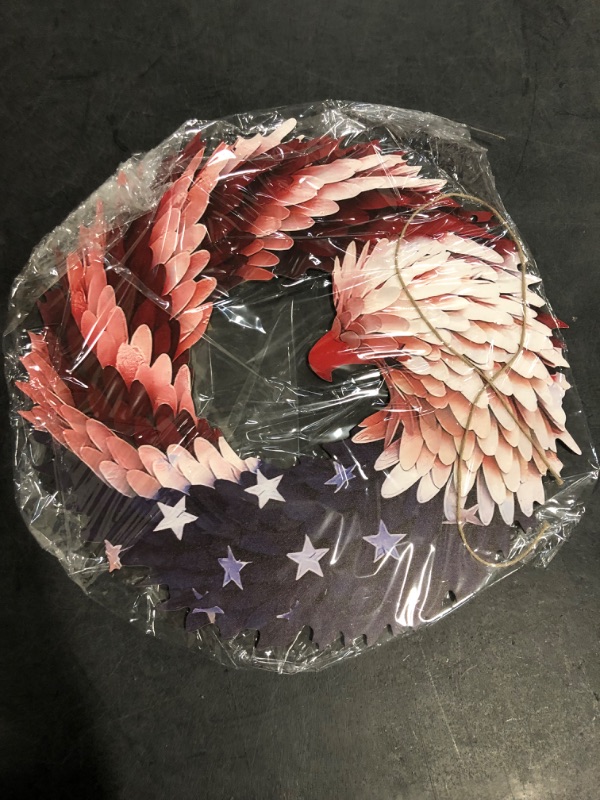 Photo 1 of 4th of July Wreath for Front Door, Jaxbo 2025 New Patriotic Wreath Handmade Eagle Wreaths, Red White and Blue Flag Wreaths Festival Garland Decoration Front Door Wall Home Decor
