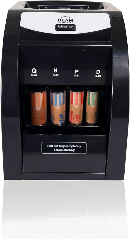 Photo 1 of Beam Coin Sorter, 1 Row with Quick-Access Lid, Patented Anti-Jam Technology, and Coin Wrapper Starter Pack Included (CSD-1000)