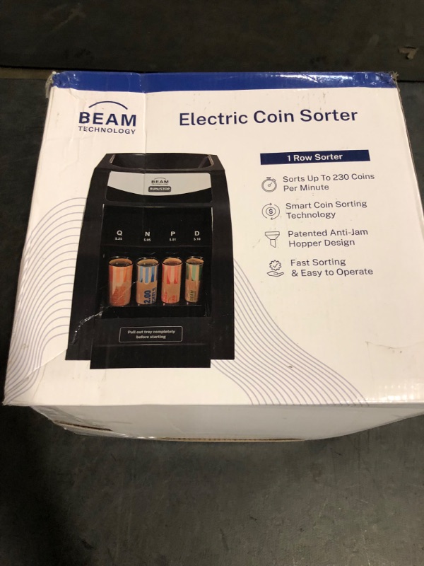 Photo 1 of Beam Coin Sorter, 1 Row with Quick-Access Lid, Patented Anti-Jam Technology, and Coin Wrapper Starter Pack Included (CSD-1000)
