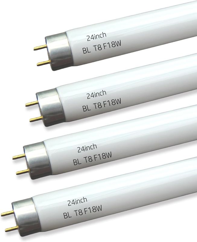 Photo 1 of 4pack 24 inch BL T8 F18W Fluorescent Black Light Blue Tube,2 ft 350BL Replacement TL-D 18W Actinic Bulb, G13 Base Bi-pin