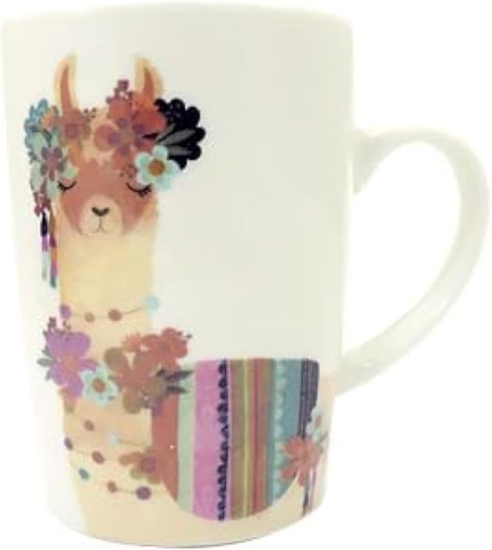 Photo 1 of Llama love mug, 10 oz Mug, gifts for Women, fancy animal designs, Wedding Gift, pottery (Llama design3), Medium, LH005