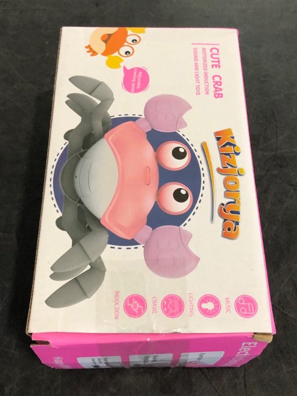 Photo 1 of Crawling Crab Baby Toy, Tummy Time Girl Gifts for Babies 3-6 6-12 Month, Light-Up Walking Dancing Moving Crab with Music & Obstacle Avoidance, Rechargeable Musical Toys 1 Year Old Girls Gift (Pink)