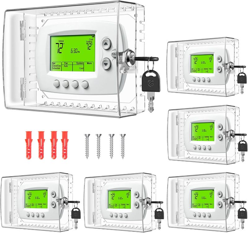Photo 1 of TRJ 6 PCS Large Thermostat Lock Box with Key - Clear Cover for AC on Wall - Lockable Box Fits 4" Hx6 W or Smaller