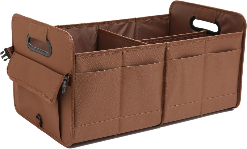 Photo 1 of Car Trunk Organizer, Brown, Foldable, Non-slip, Adjustable, Multiple Compartments, 600D Oxford Cloth Material