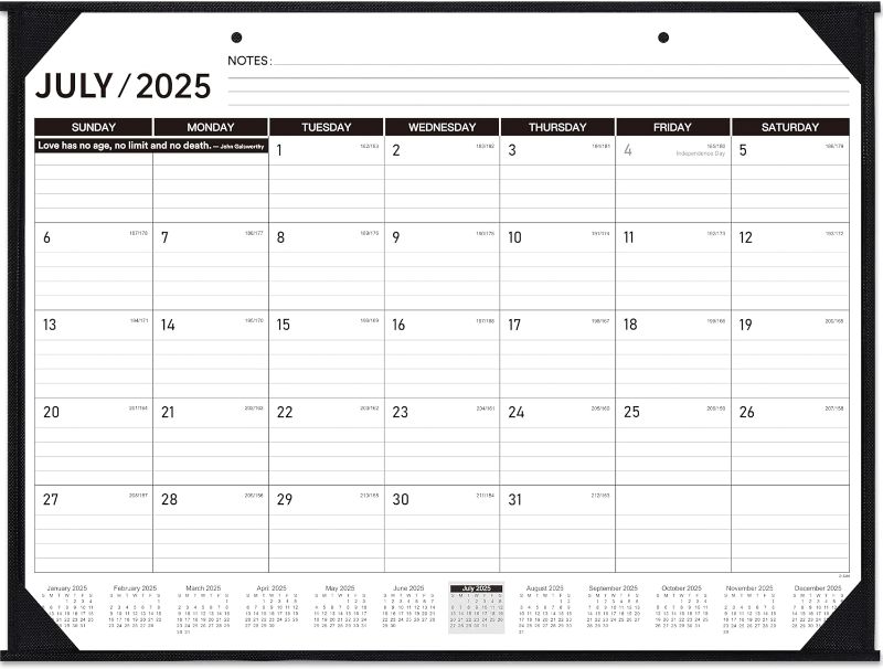 Photo 1 of 2025-2026 Desk Calendar - JUL. 2025 – DEC. 2026, 22" x 17", Large Desk Calendar 2025-2026, 18 Monthly Desk/Wall Calendar 2-in-1, Corner Protector, Desk Pad, Large Ruled Blocks